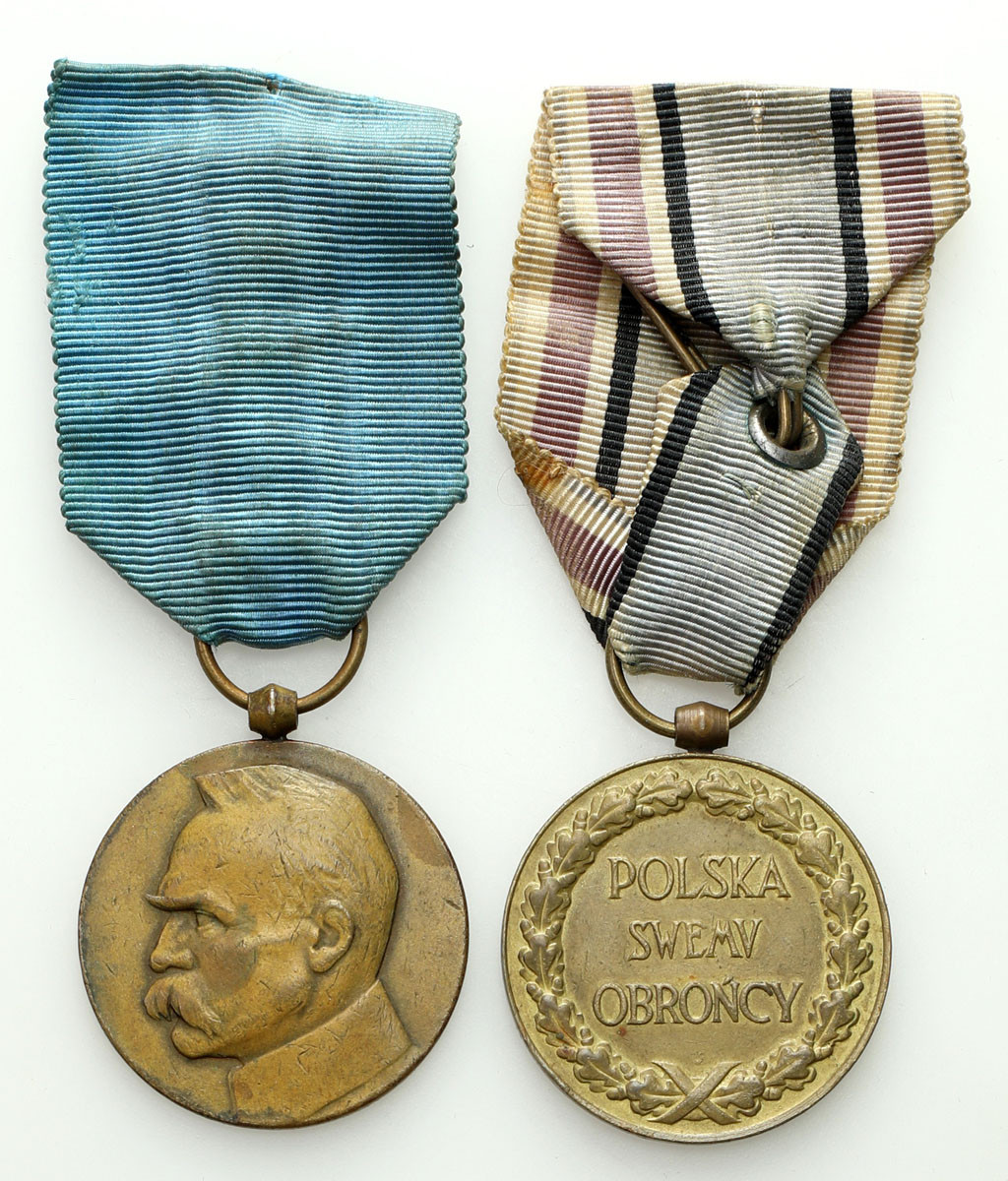II RP. Medal 1921 Polska Swojemu Obrońcy i Dziesięciolecia Odzyskanej Niepodległości 1928, brąz